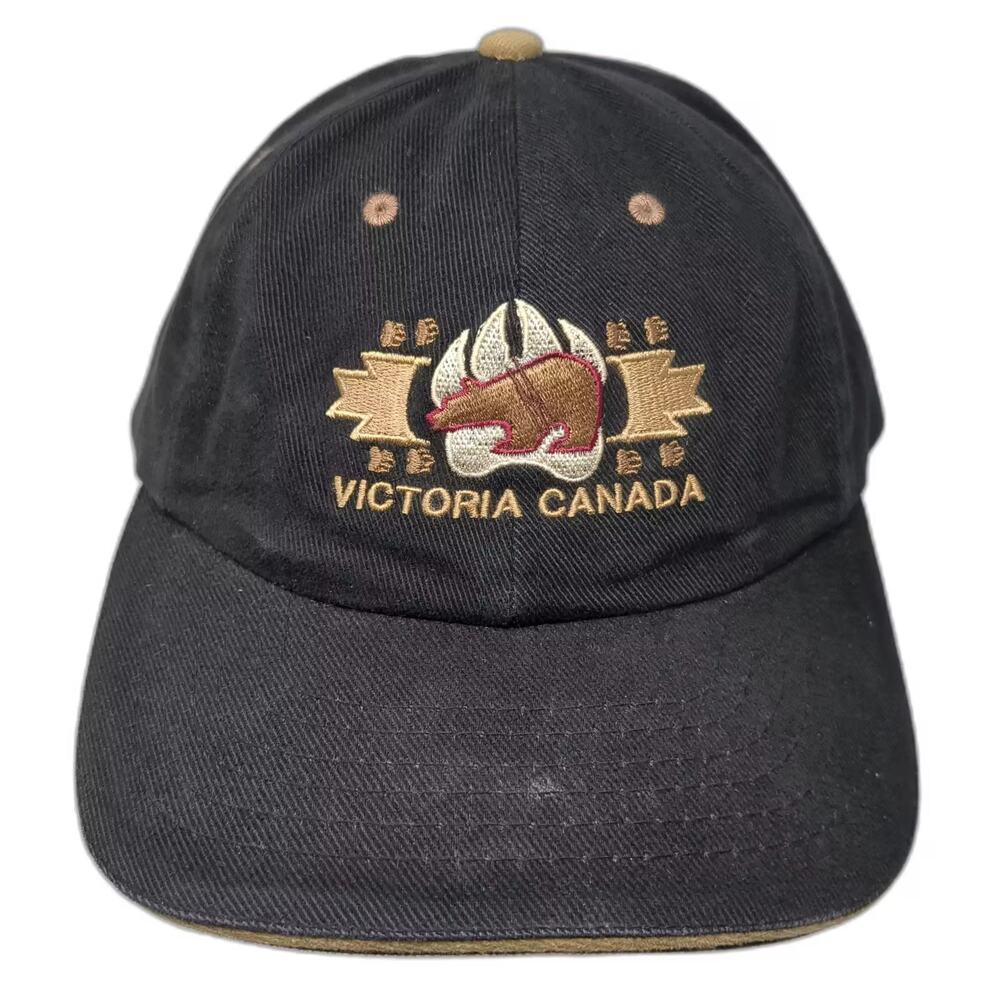 AJM International Victoria Canada Bear Paw Baseball Cap Black Gold Cotton Hat OS
